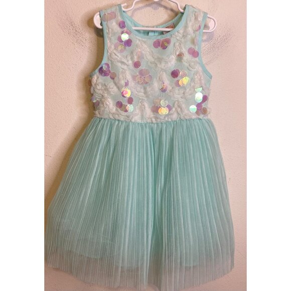 Disney Princess Girls Ariel Aqua Tulle Sequin Sparkle Dress Party Size SMALL - Picture 1 of 5